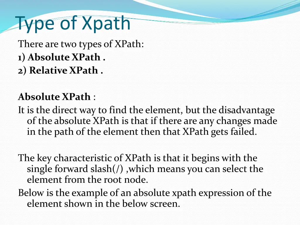 type of xpath there are two types of xpath