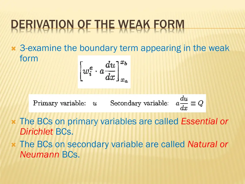 derivation of the weak form 1