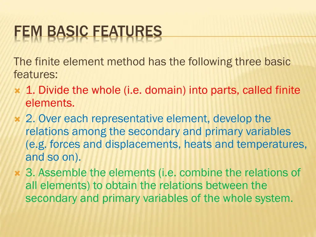 fem basic features