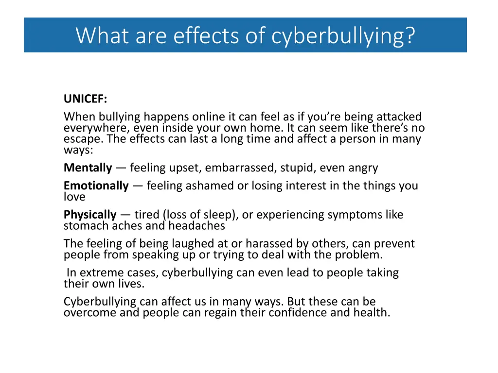 what are effects of cyberbullying