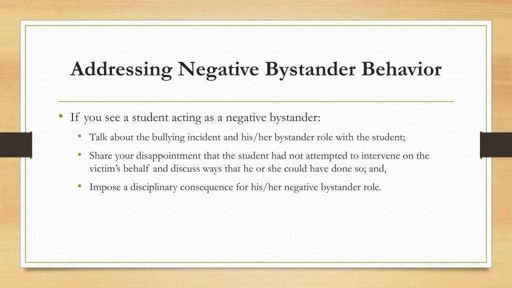 addressing negative bystander behavior