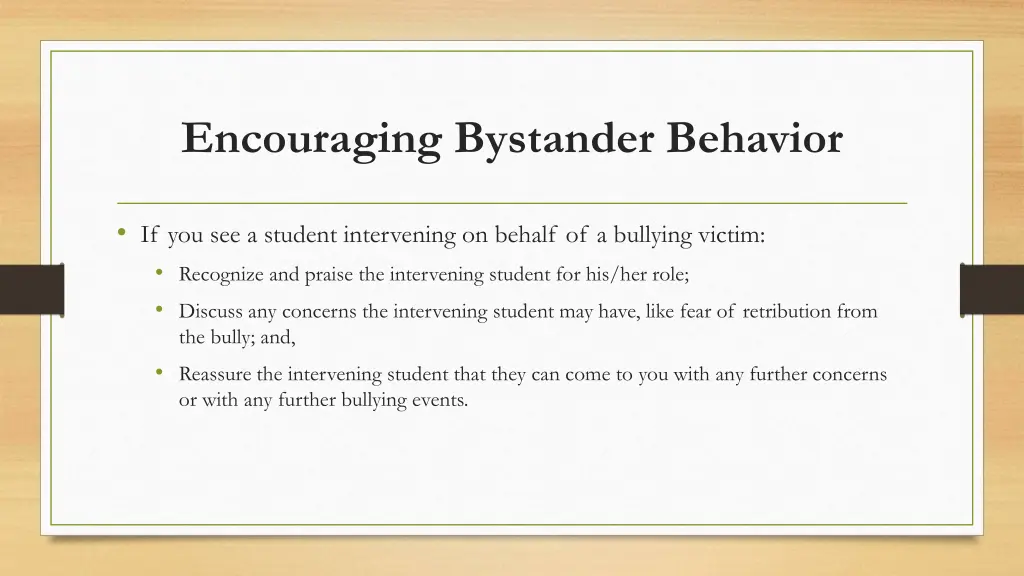 encouraging bystander behavior