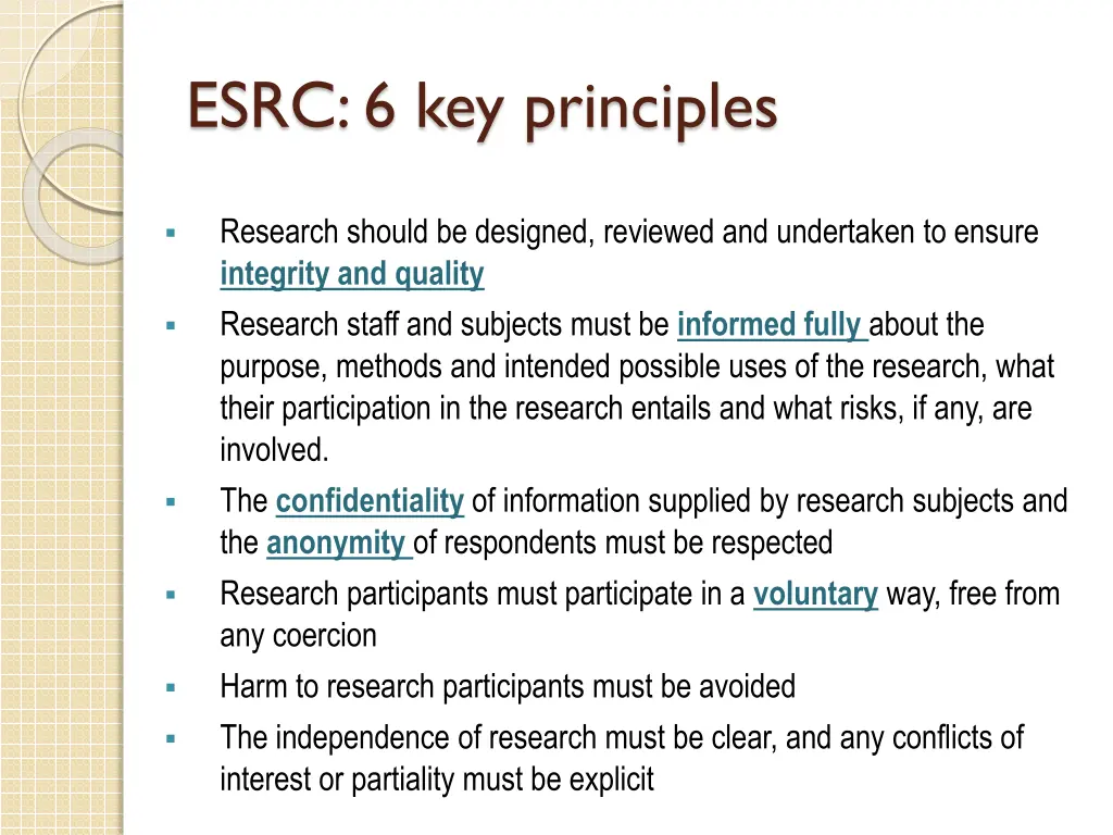 esrc 6 key principles