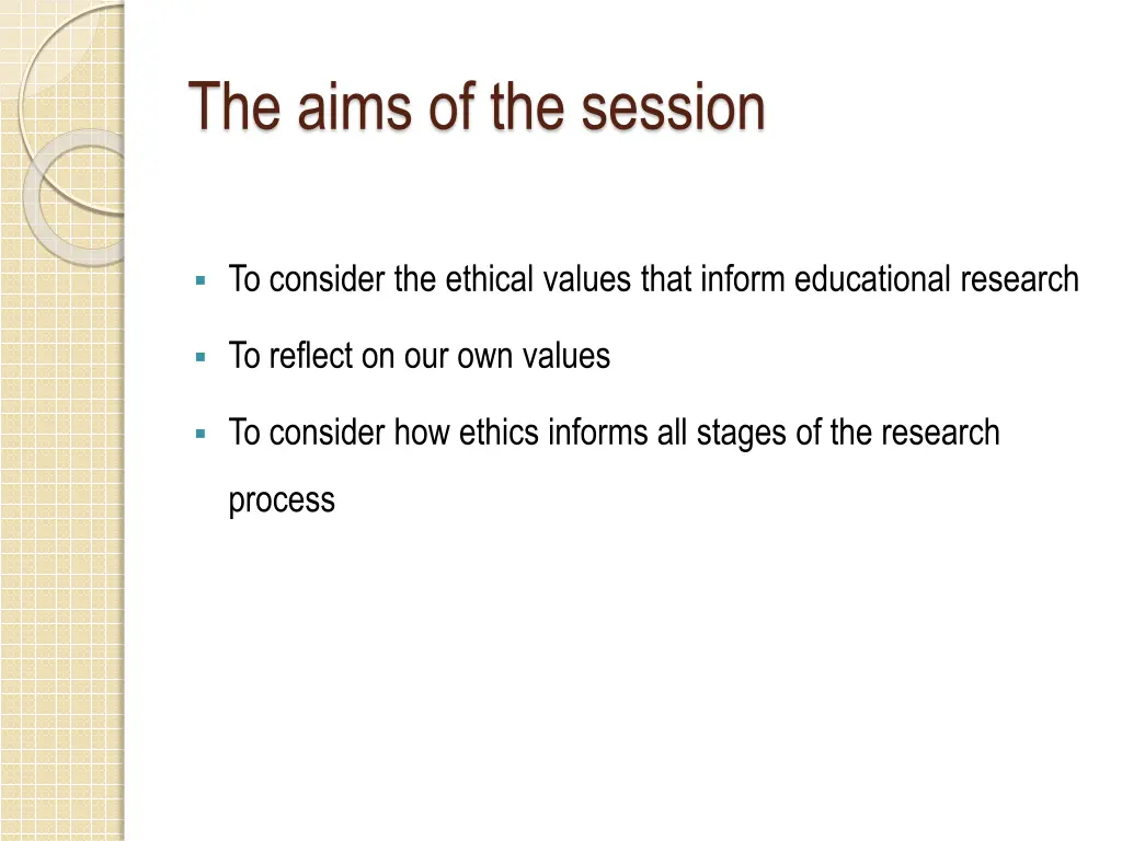 the aims of the session