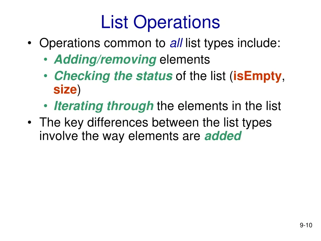 list operations