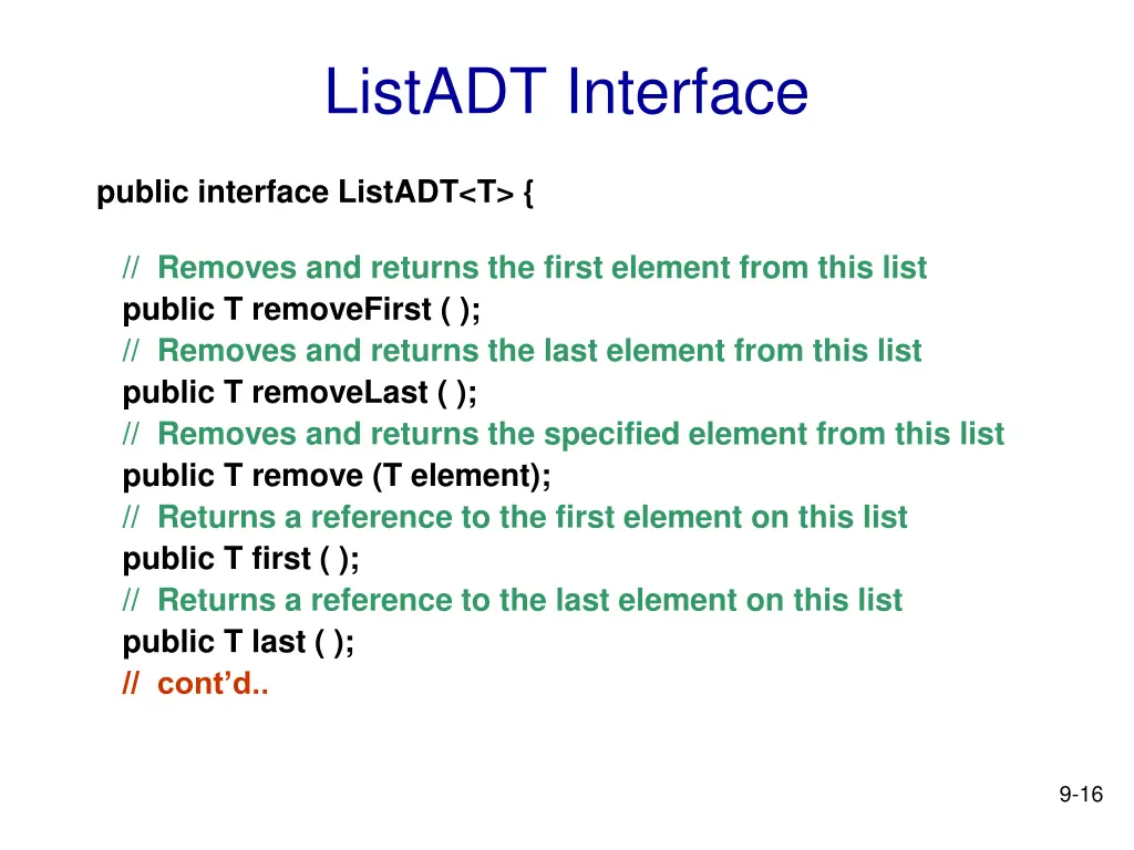 listadt interface