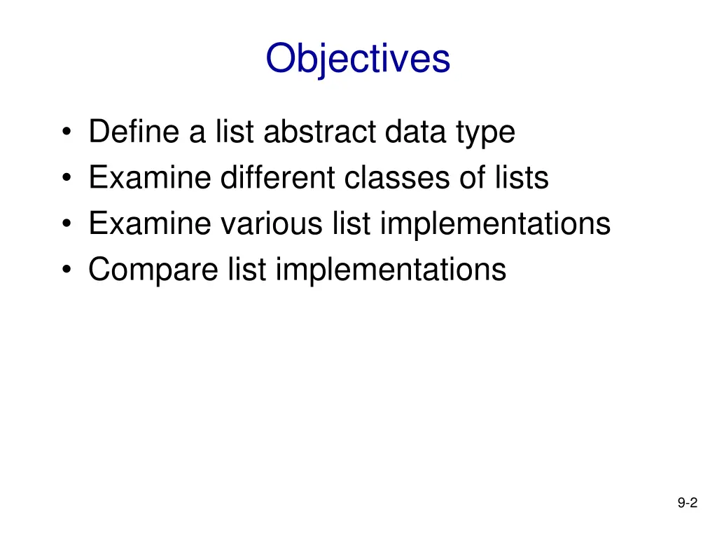 objectives