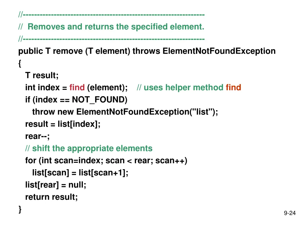 removes and returns the specified element public