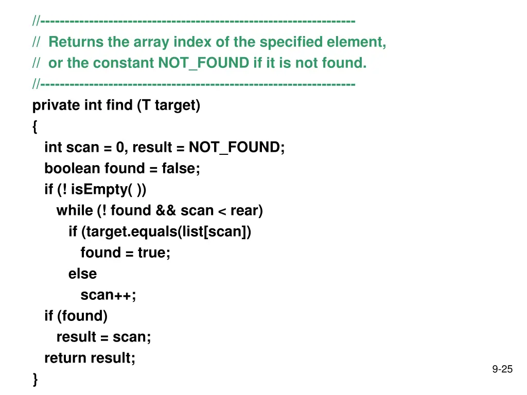 returns the array index of the specified element