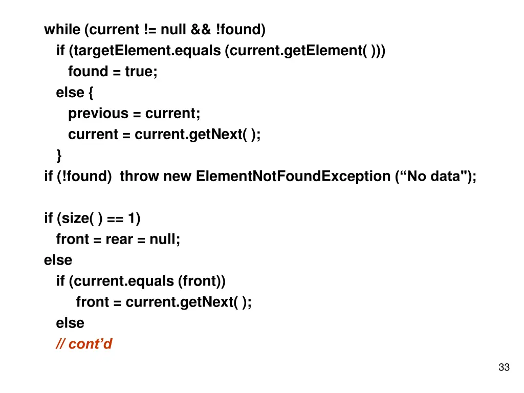 while current null found if targetelement equals