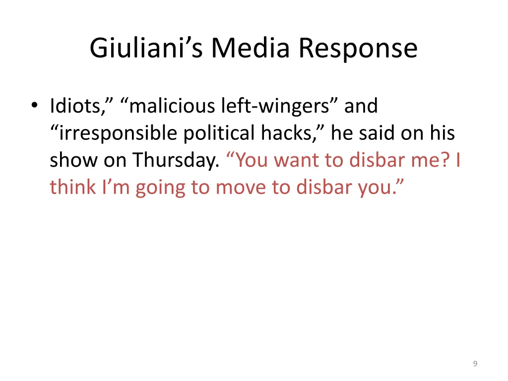 giuliani s media response