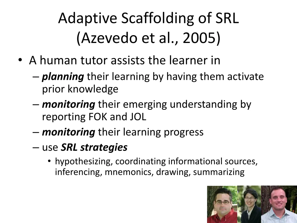 adaptive scaffolding of srl azevedo et al 2005