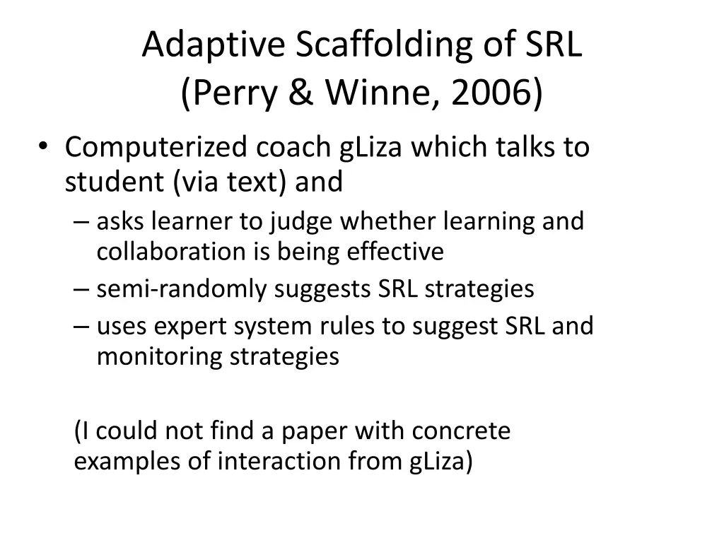 adaptive scaffolding of srl perry winne 2006