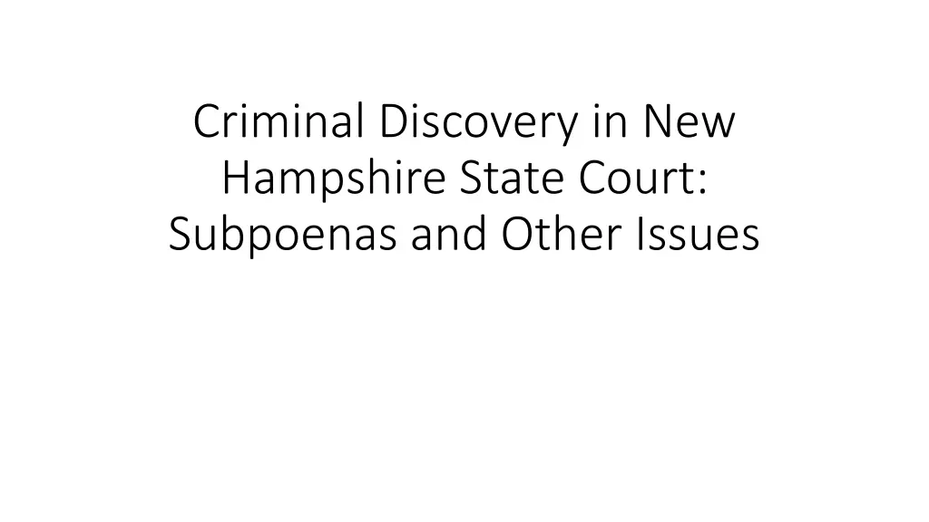 criminal discovery in new hampshire state court