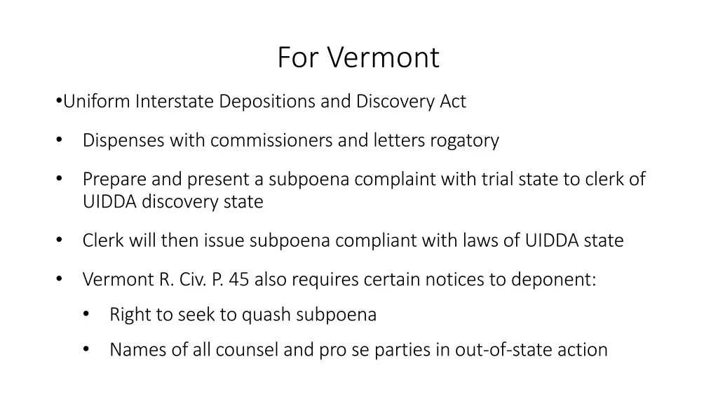 for vermont