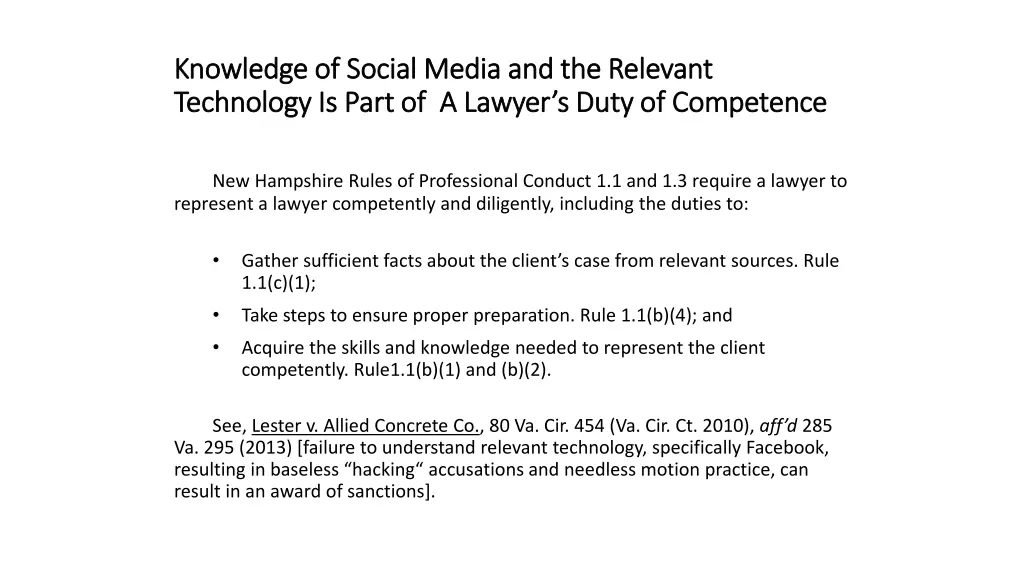 knowledge of social media and the relevant