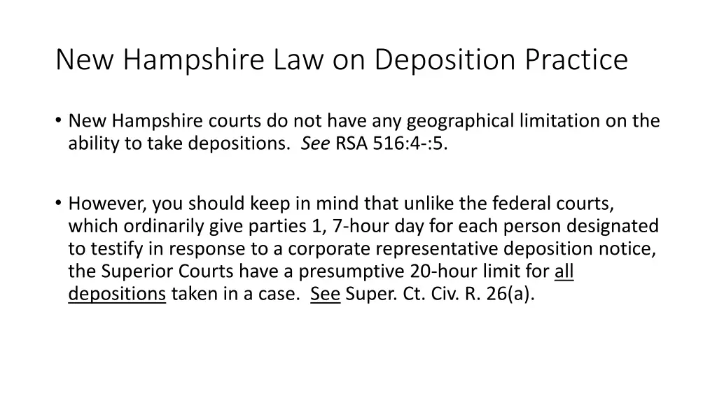 new hampshire law on deposition practice