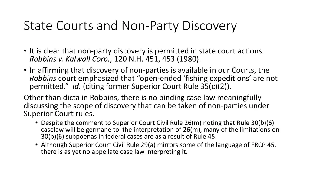 state courts and non party discovery