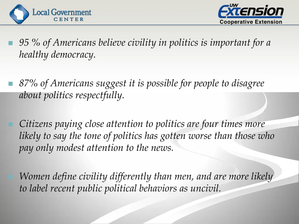 95 of americans believe civility in politics