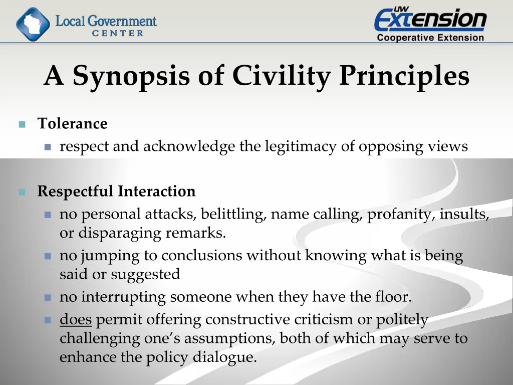 a synopsis of civility principles