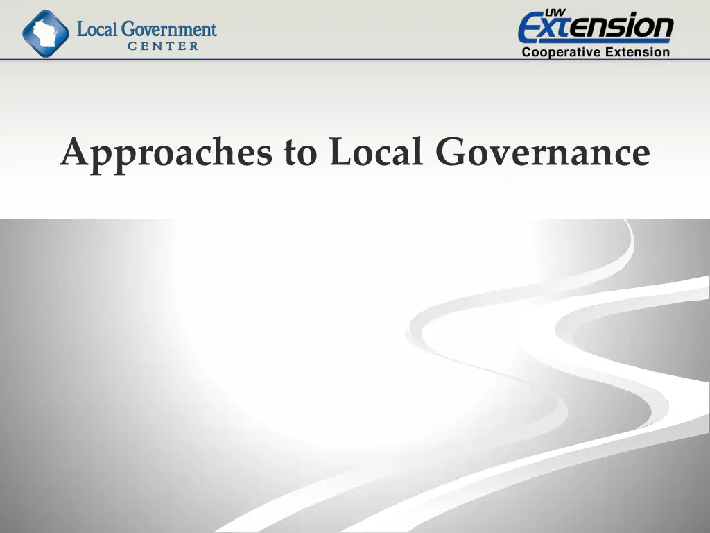 approaches to local governance