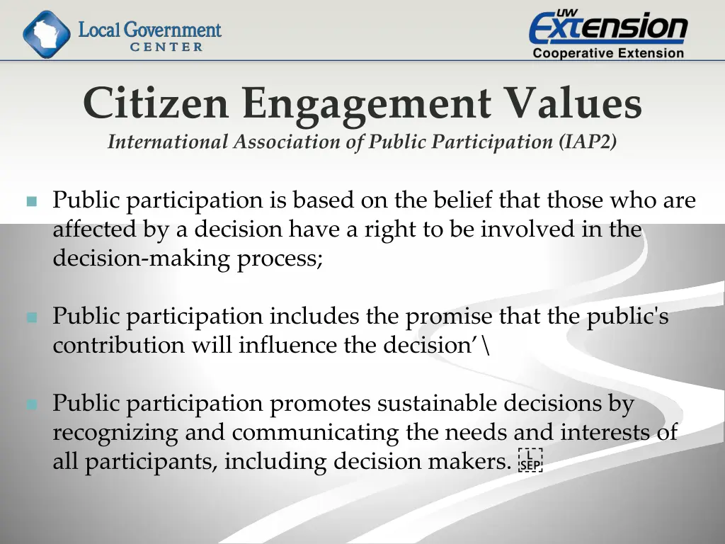 citizen engagement values international