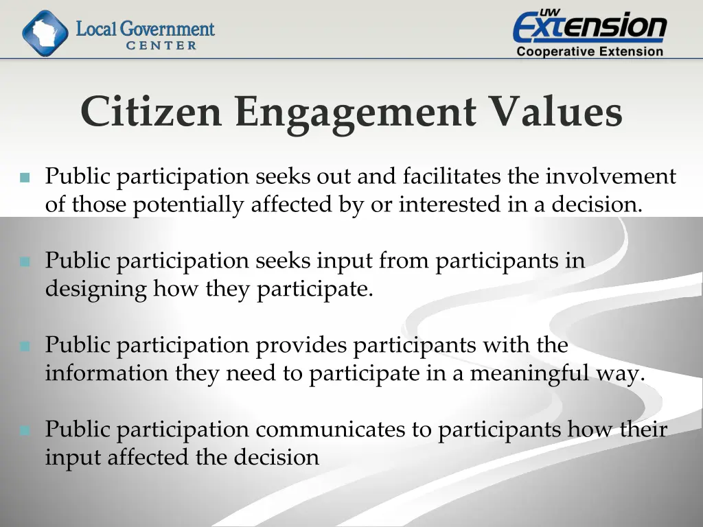 citizen engagement values