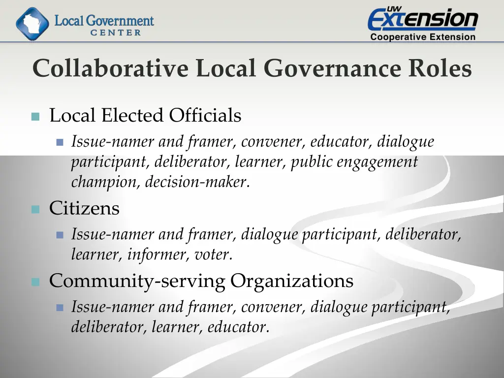 collaborative local governance roles