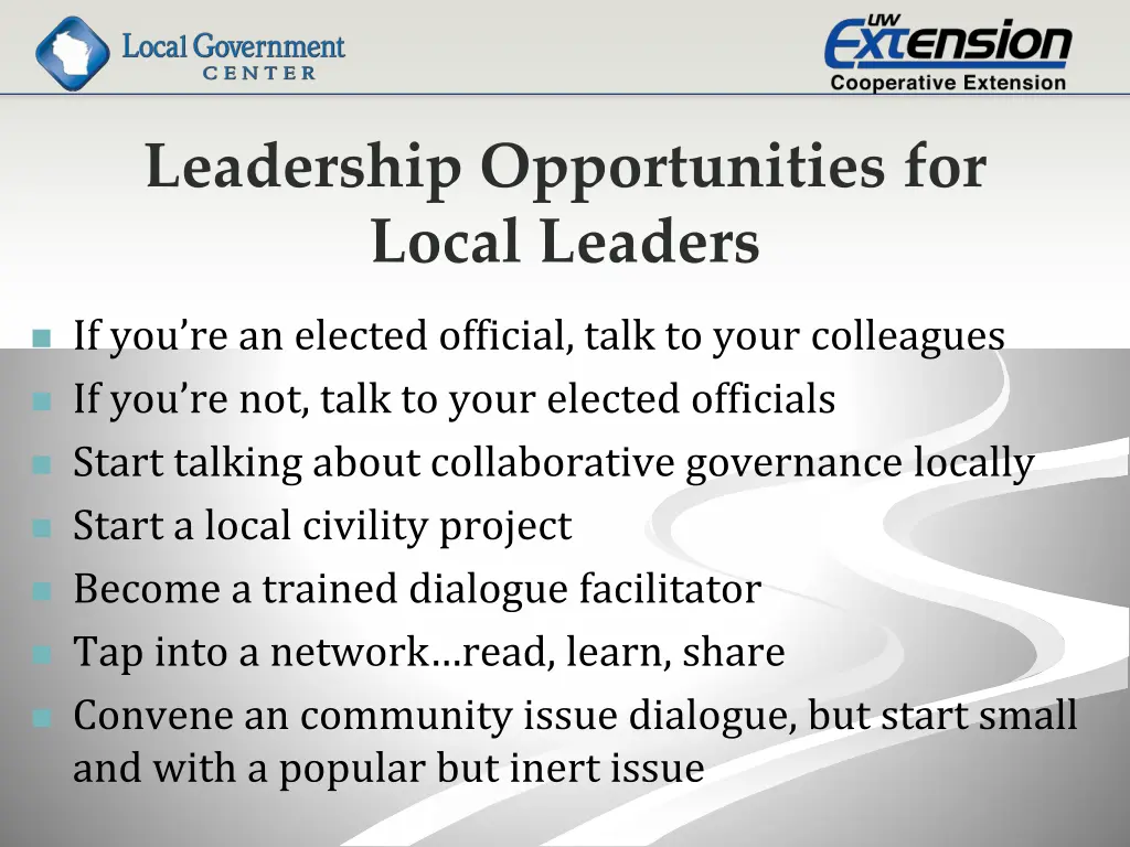 leadership opportunities for local leaders