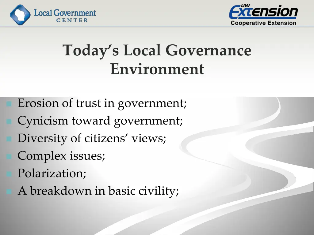 today s local governance environment