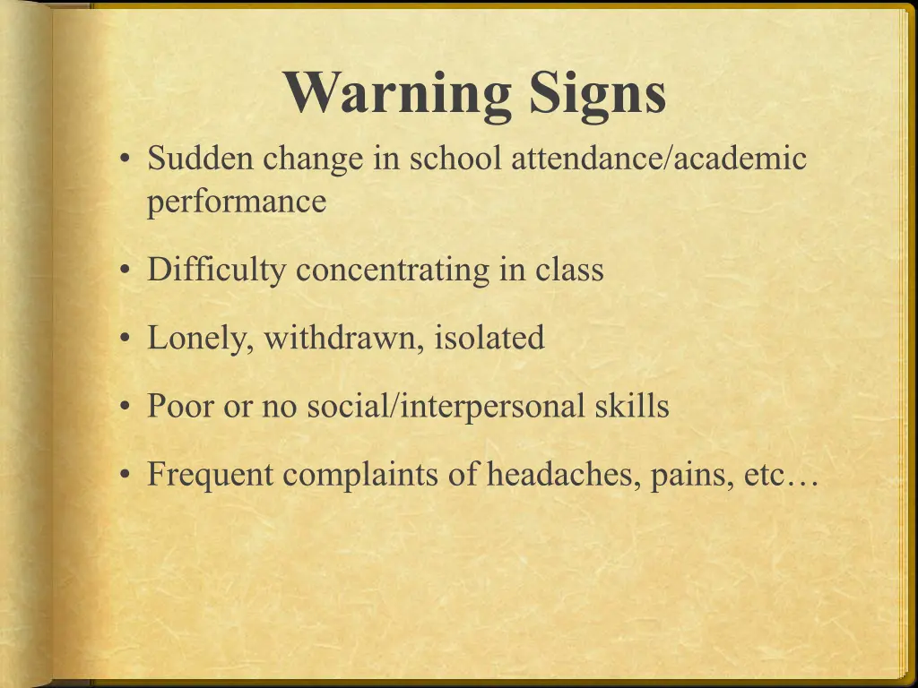 warning signs sudden change in school attendance