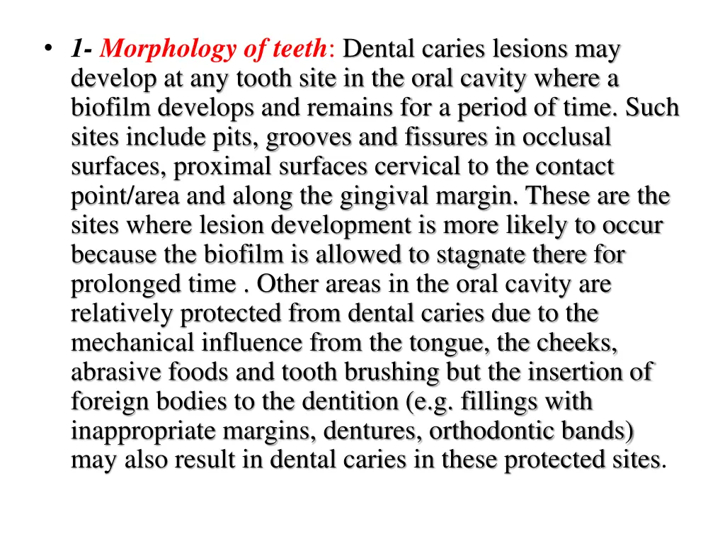 1 morphology of teeth dental caries lesions