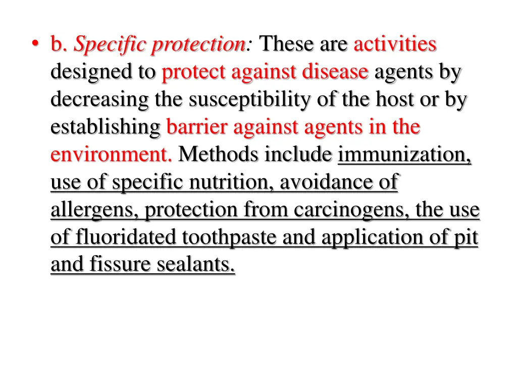 b specific protection these are activities