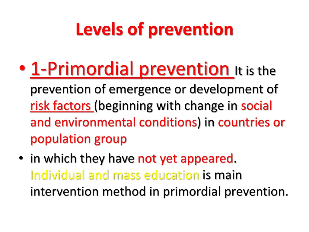 levels of prevention