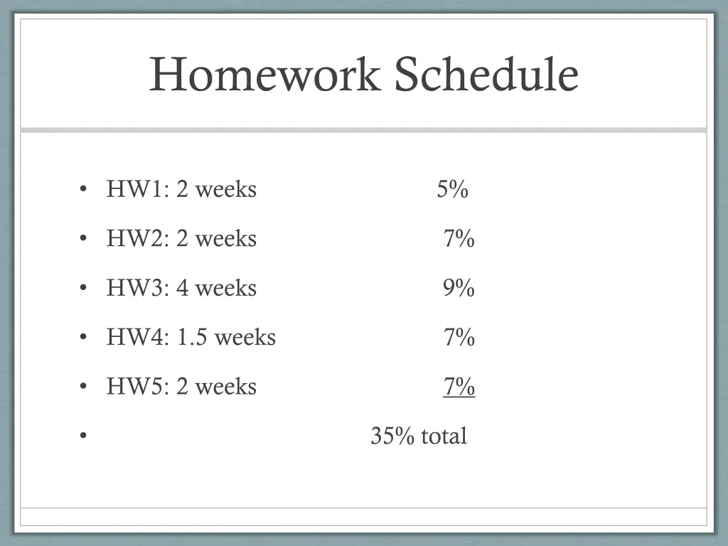 homework schedule