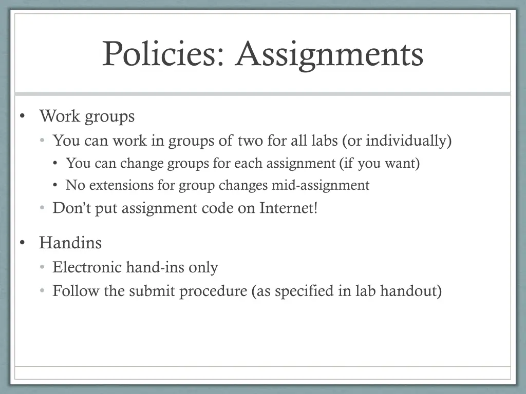 policies assignments