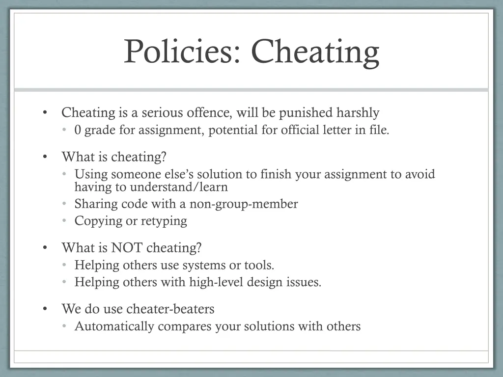 policies cheating