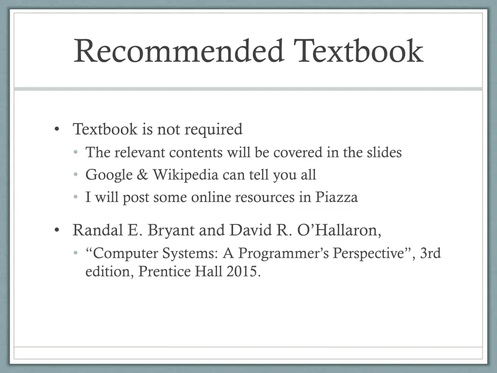 recommended textbook