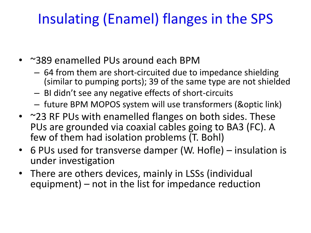 insulating enamel flanges in the sps