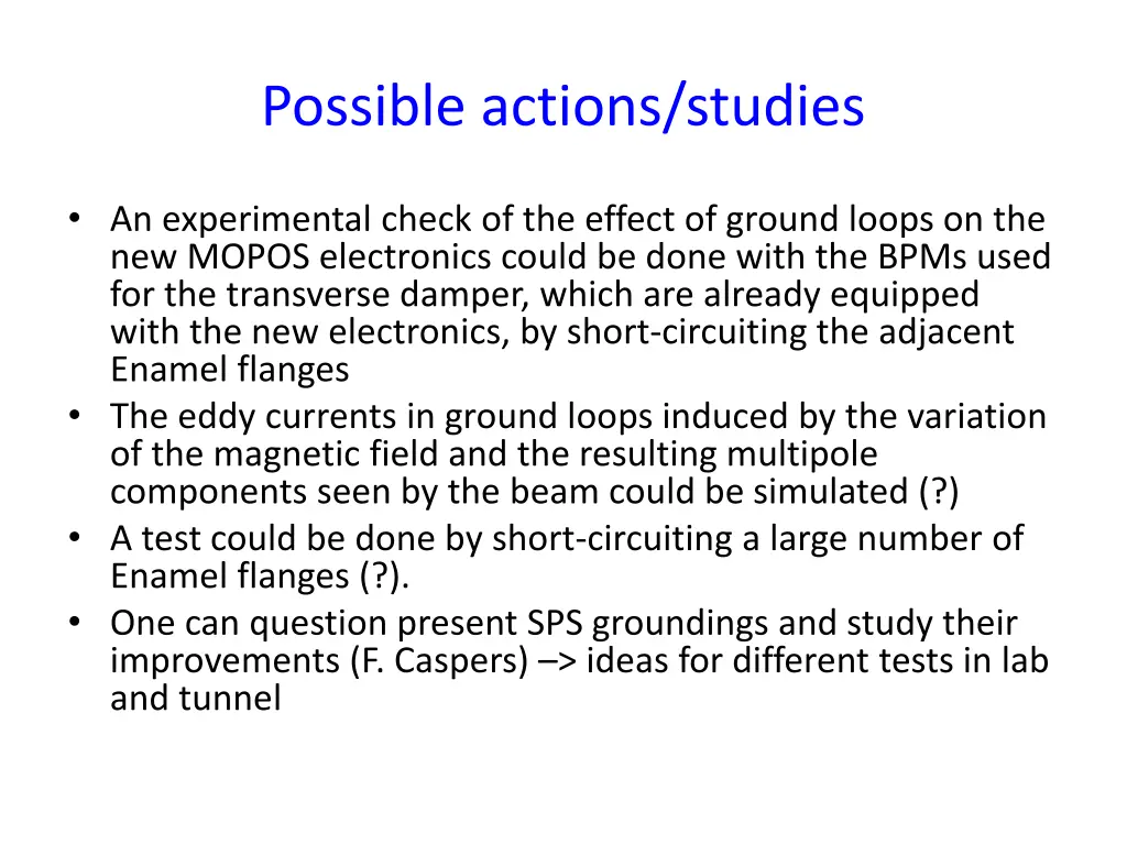 possible actions studies