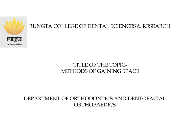 rungta college of dental sciences research