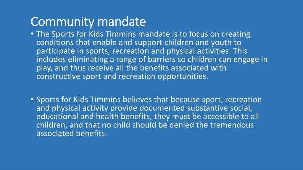 community mandate community mandate the sports