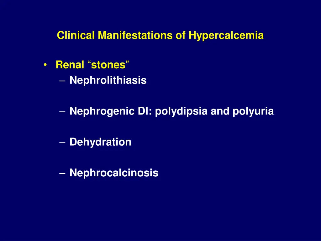 clinical manifestations of hypercalcemia 1