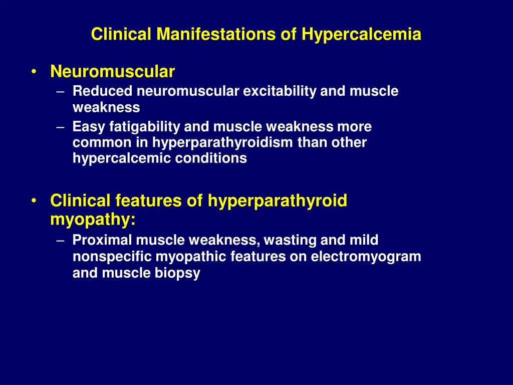 clinical manifestations of hypercalcemia 5