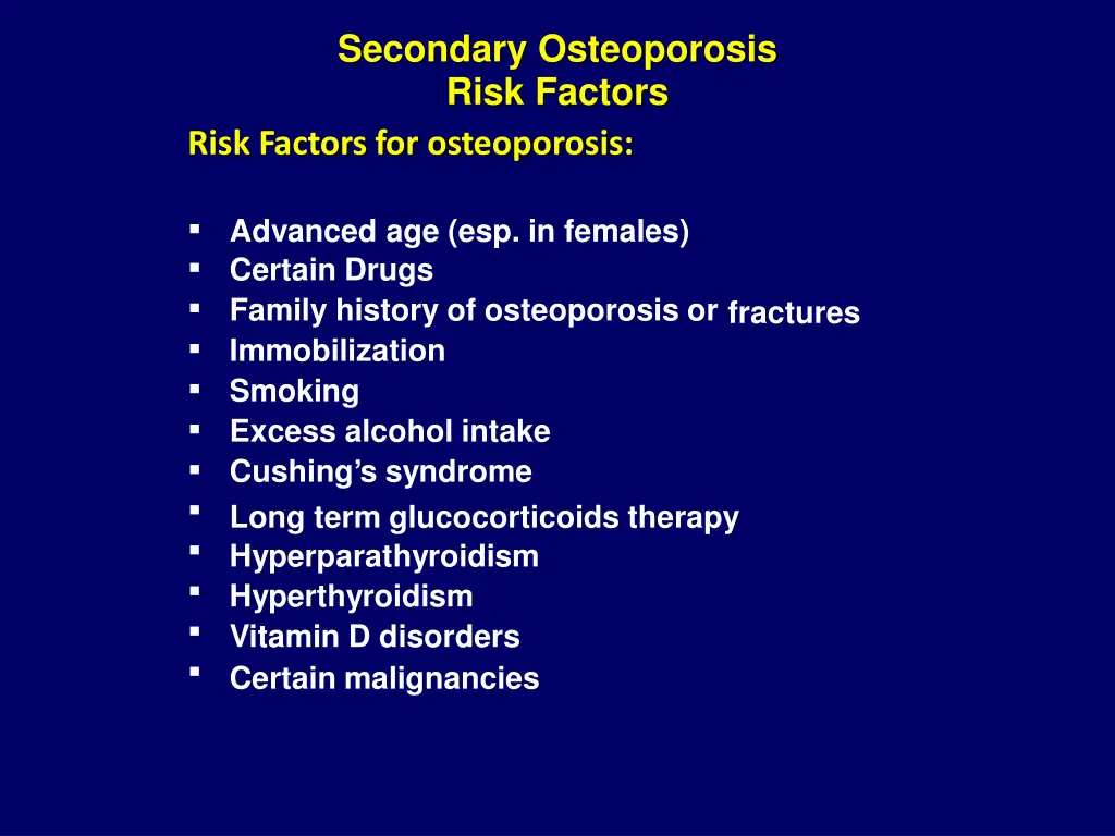 secondary osteoporosis risk factors risk factors