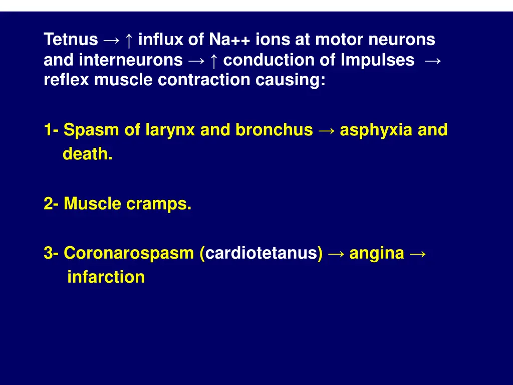 tetnus influx of na ions at motor neurons