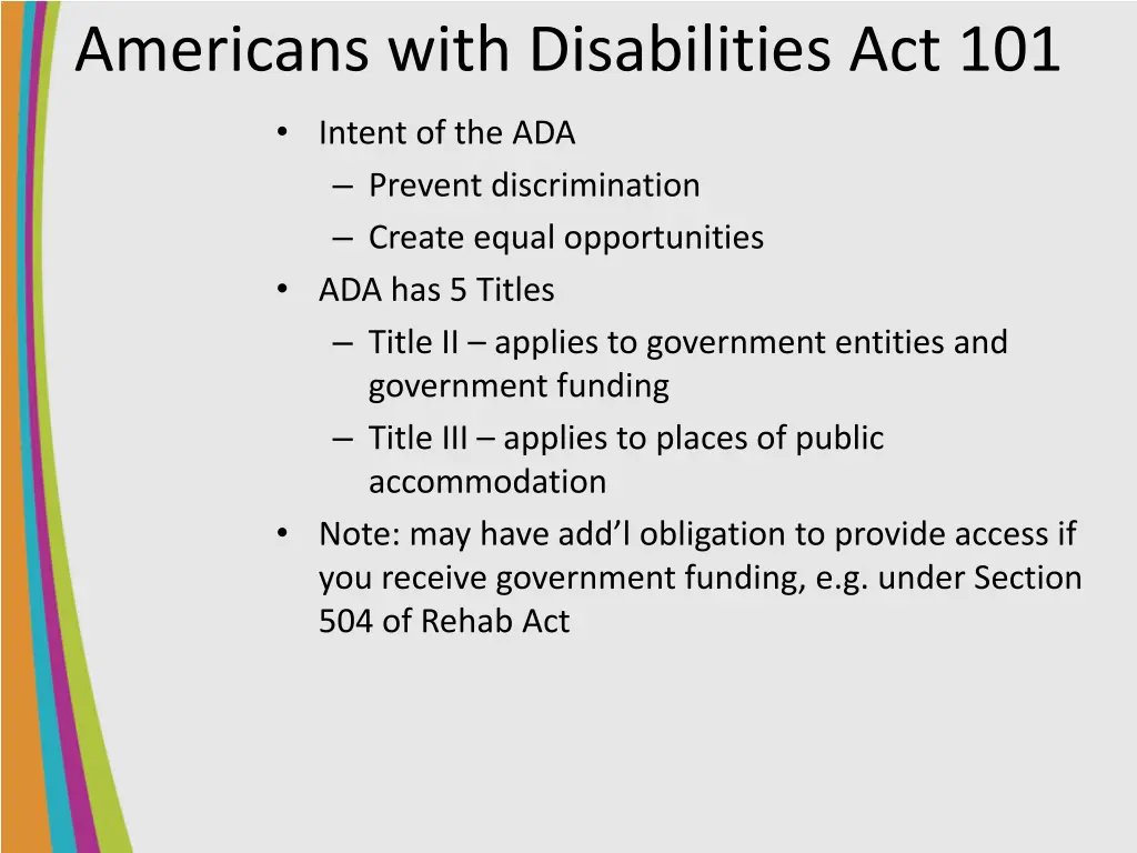 americans with disabilities act 101