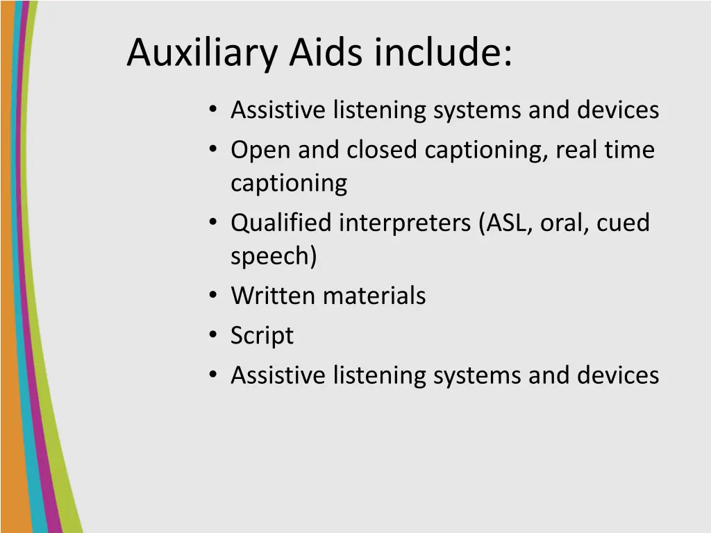 auxiliary aids include