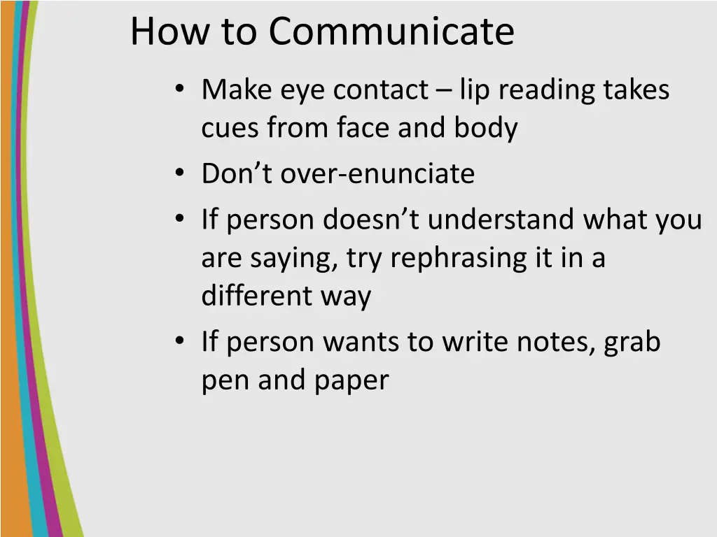 how to communicate make eye contact lip reading