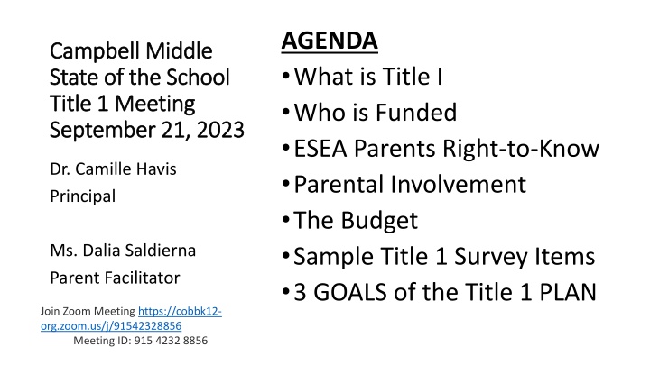 agenda what is title i who is funded esea parents